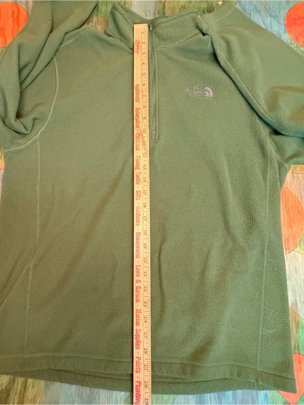 North Face Sweater Mens Large 1/4 Zip Fleece Activewear Pullover Green Polyester